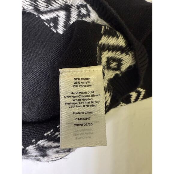 Talbots XS Black Fair Isle Sweater Nordic Geometric Pattern Cotton Blend - Picture 6 of 9